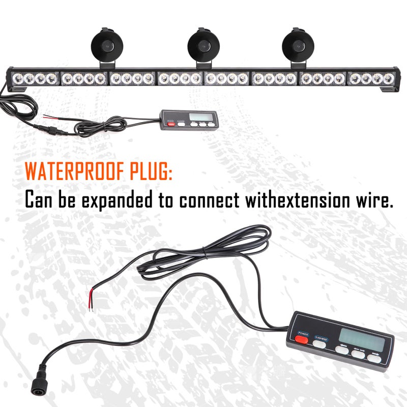 LE-JX Traffic Advisor Light Bar 36 Inch 16 Flash Modes 32 Led Emergency Strobe Warning Lights Directional Bar Hazard Warning Flashing Safety Light with Led Display Screen Controller(35.5 Inch, Yellow/Amber) - Image 4